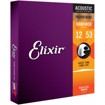 Комплект струн для акустической гитары Elixir 16052 NANOWEB